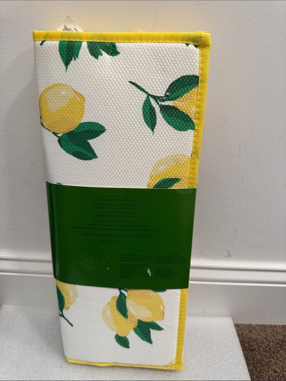 Kate spade lemon print reversible drying mats set of 2 16” x 22” NWT - Picture 2 of 4